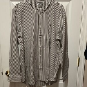 Ralph Lauren Men's Black and White Striped Dress Shirt